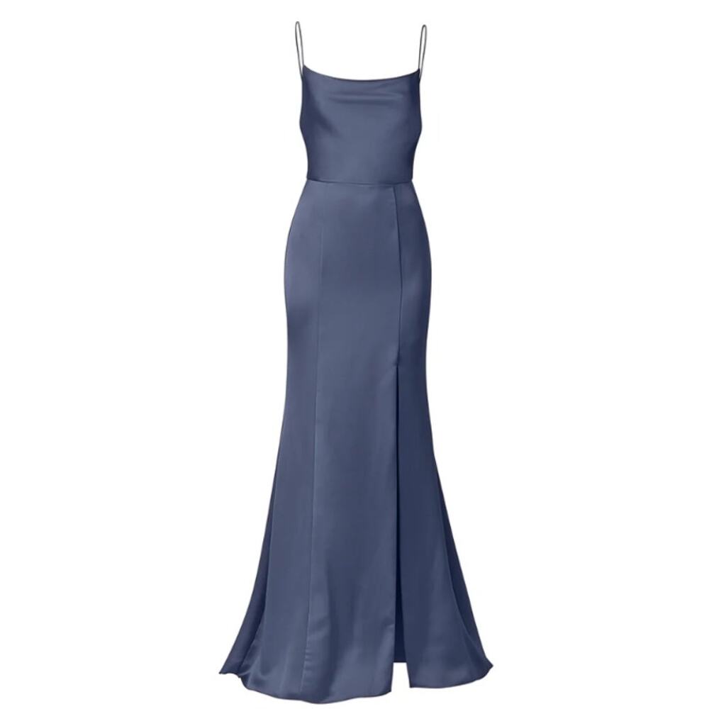 Amsale NWT Chloe Elegant Satin Evening Gown in Slate Size 14